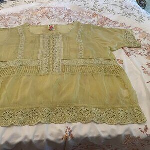 Johnny Was yellow top, blouse, size 1X